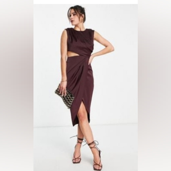 ASOS Dresses & Skirts - ASOS Design size 6 drape detail midi dress with cutout